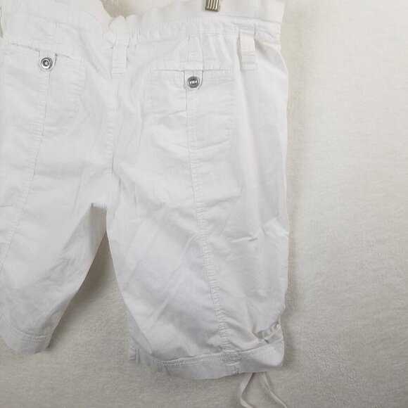 Khakis & Co Women's‎ 12 Shorts white cotton pockets rivets drawstring waist/leg - Picture 10 of 16